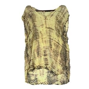 Gypsy 05 Tunic Top Women M Silk Tie Dye Yellow Brown Boho Bohemian Aesthetic